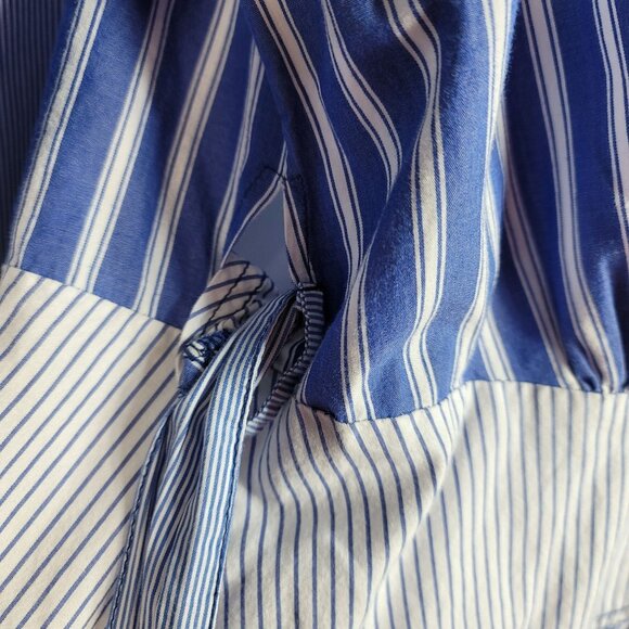 Maeve Newport Wrap Shirt Dress Blue White Size 14 Striped Long Sleeve Mini READ - Picture 5 of 10